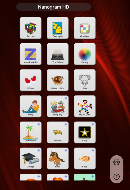 Nanogram HD screenshot: the puzzle pack menu