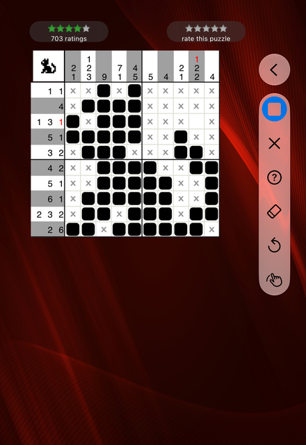 Nanogram HD screenshot: a puzzle in progress in portrait